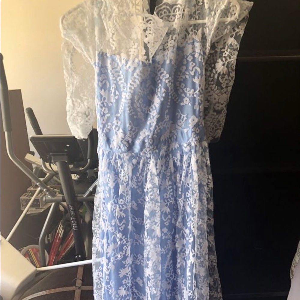 Beautiful blue and lace long gown